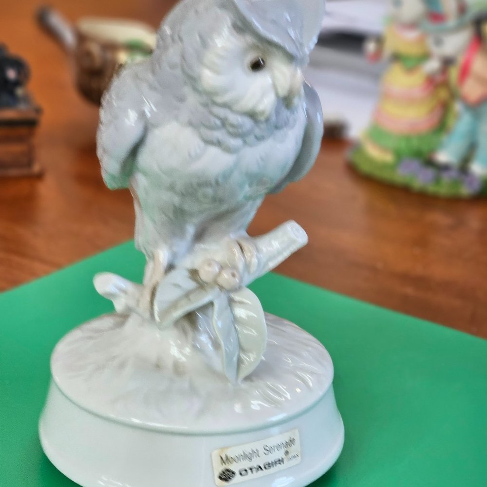 vintage porcelain musical owl figurine otagirl japan